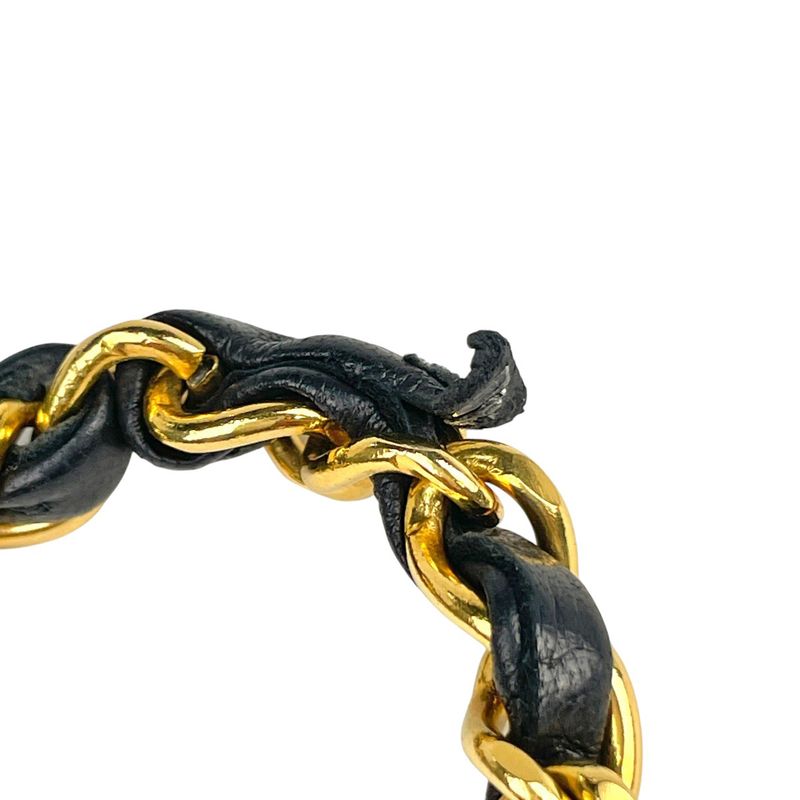 Chanel Matelasse W Flap Chain Shoulder Bag Coco Mark Shoulder Bag Leather Black