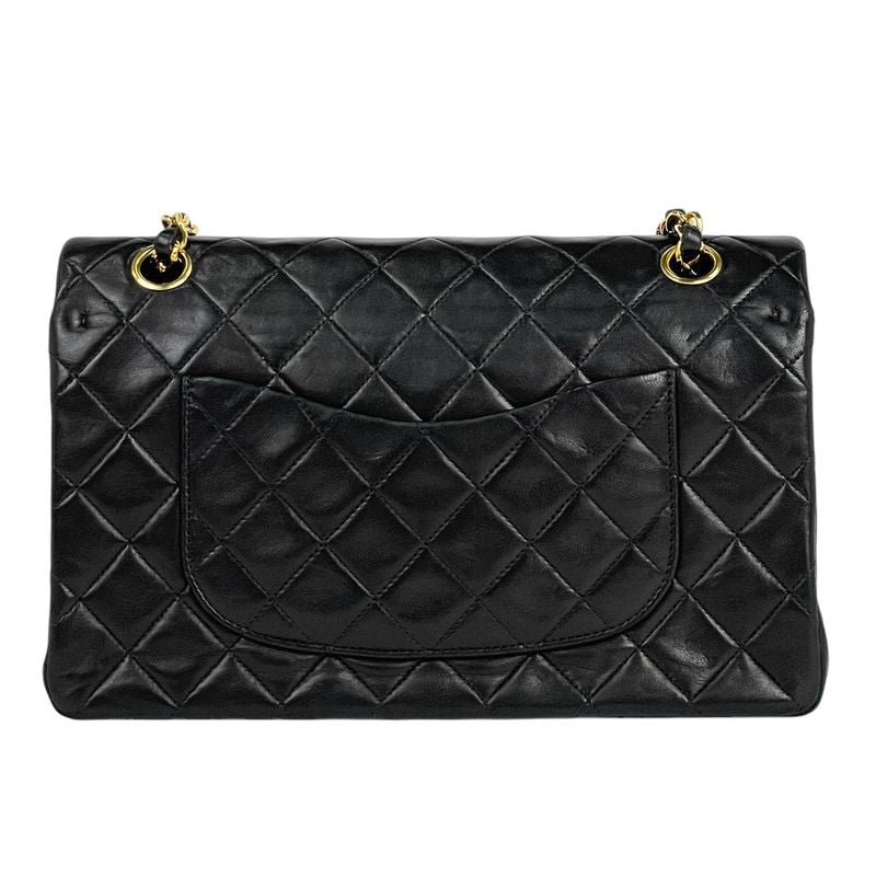 Chanel Matelasse W Flap Chain Shoulder Bag Coco Mark Shoulder Bag Leather Black