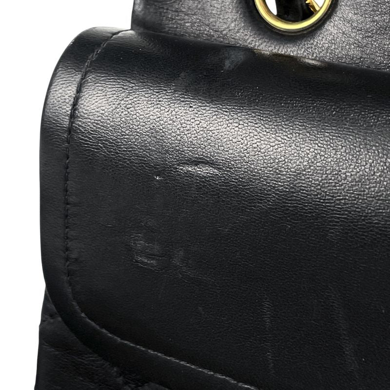 Chanel Matelasse W Flap Chain Shoulder Bag Coco Mark Shoulder Bag Leather Black