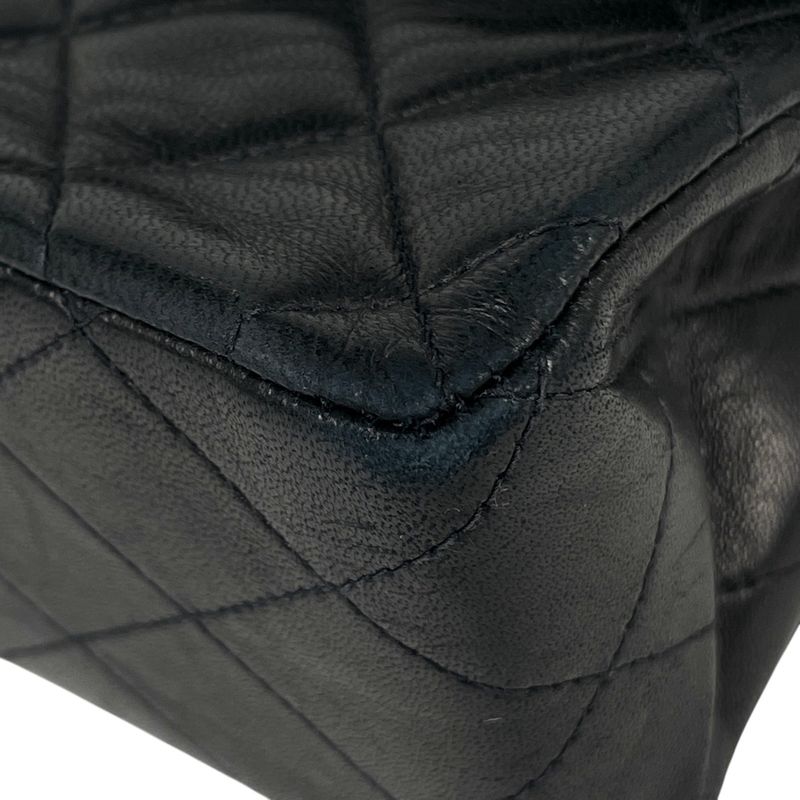 Chanel Matelasse W Flap Chain Shoulder Bag Coco Mark Shoulder Bag Leather Black