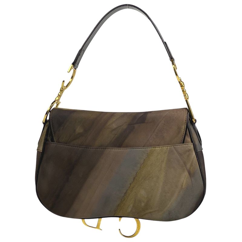 Christian DIOR Saddle Bag Handbag One Shoulder Bag Nylon Brown Women