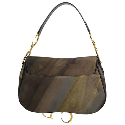 Christian DIOR Saddle Bag Handbag One Shoulder Bag Nylon Brown Women