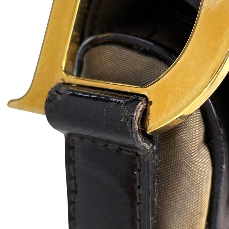 Christian DIOR Saddle Bag Handbag One Shoulder Bag Nylon Brown Women