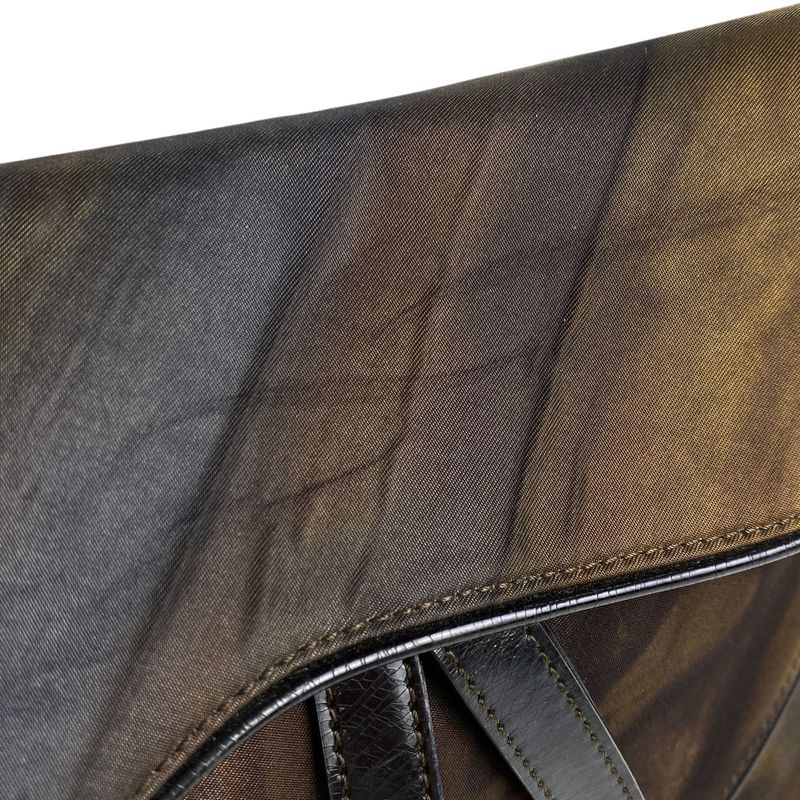 Christian DIOR Saddle Bag Handbag One Shoulder Bag Nylon Brown Women