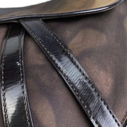 Christian DIOR Saddle Bag Handbag One Shoulder Bag Nylon Brown Women