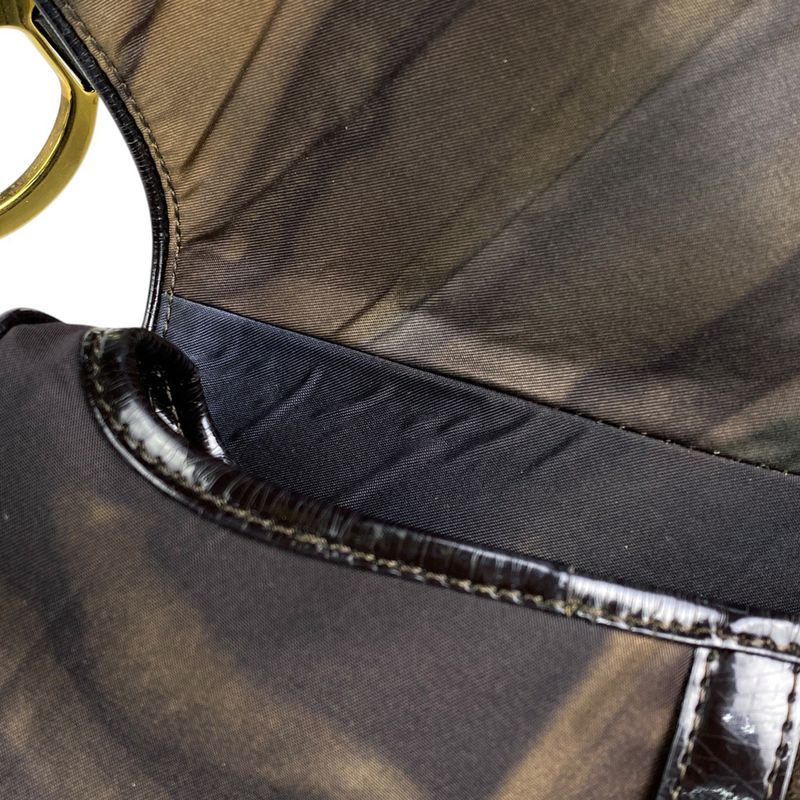 Christian DIOR Saddle Bag Handbag One Shoulder Bag Nylon Brown Women