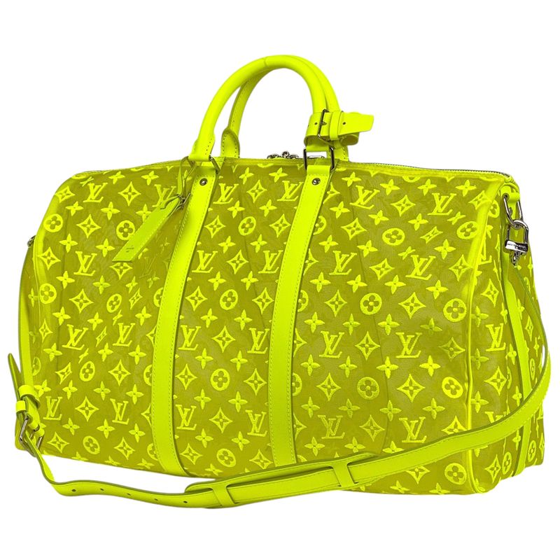 Louis Vuitton Keepall Bandouliere 50 Monogram See-through Neon Mesh Boston Bag