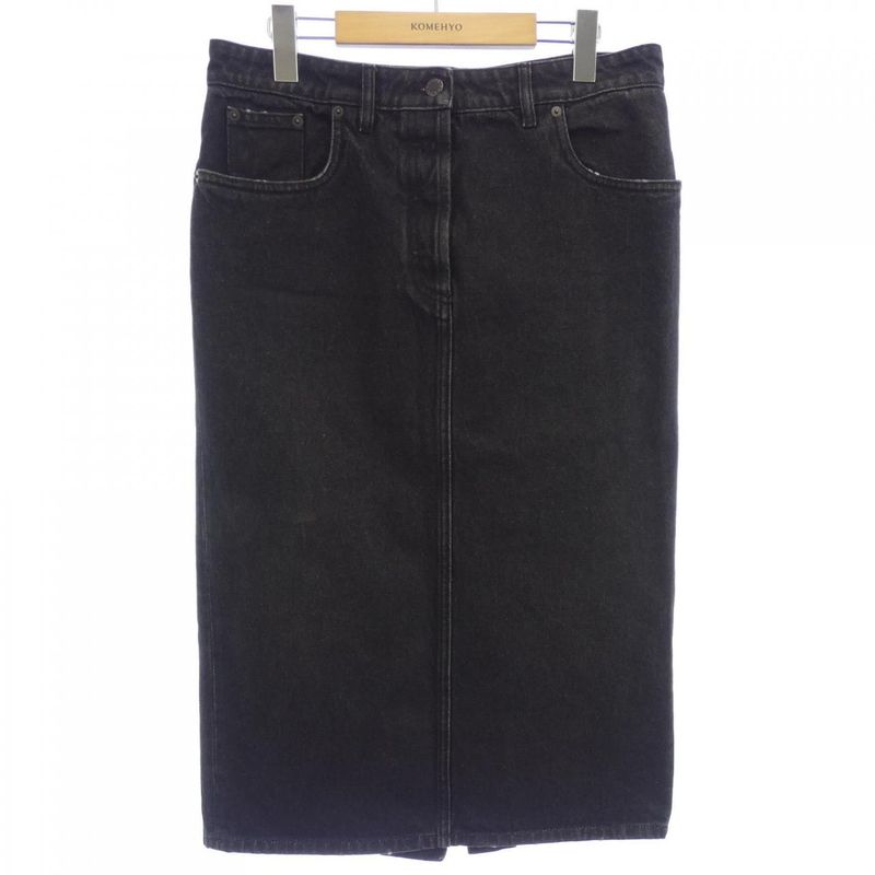 Prada Triangle Logo Denim Long Gfd163 S222 109N Skirt