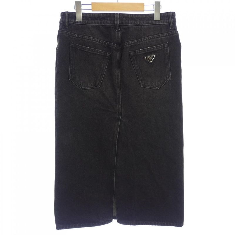 Prada Triangle Logo Denim Long Gfd163 S222 109N Skirt