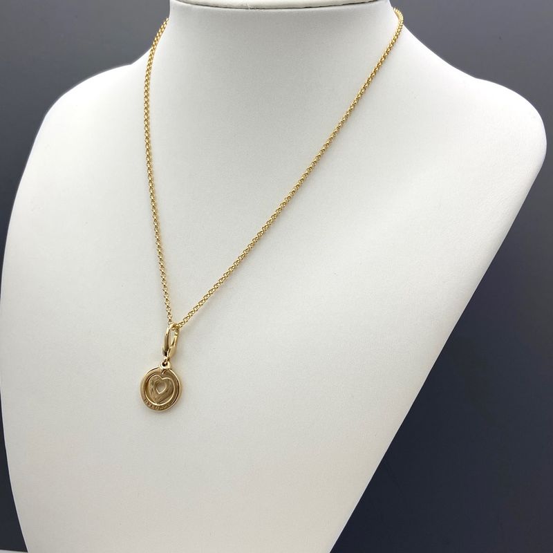 Bulgari Bvlgari Tondo Heart Necklace YG Yellow Gold Pendant Necklace 750 Ladies