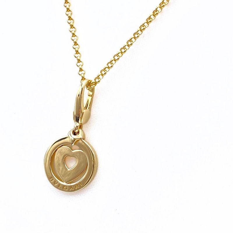 Bulgari Bvlgari Tondo Heart Necklace YG Yellow Gold Pendant Necklace 750 Ladies