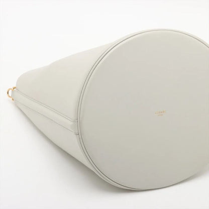 Celine Teen Bucket 16 White Leather 2WAY Shoulder Bag Crossbody Hand Genuine
