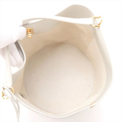 Celine Teen Bucket 16 White Leather 2WAY Shoulder Bag Crossbody Hand Genuine