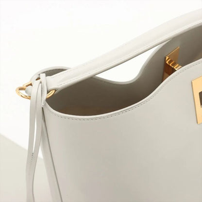 Celine Teen Bucket 16 White Leather 2WAY Shoulder Bag Crossbody Hand Genuine