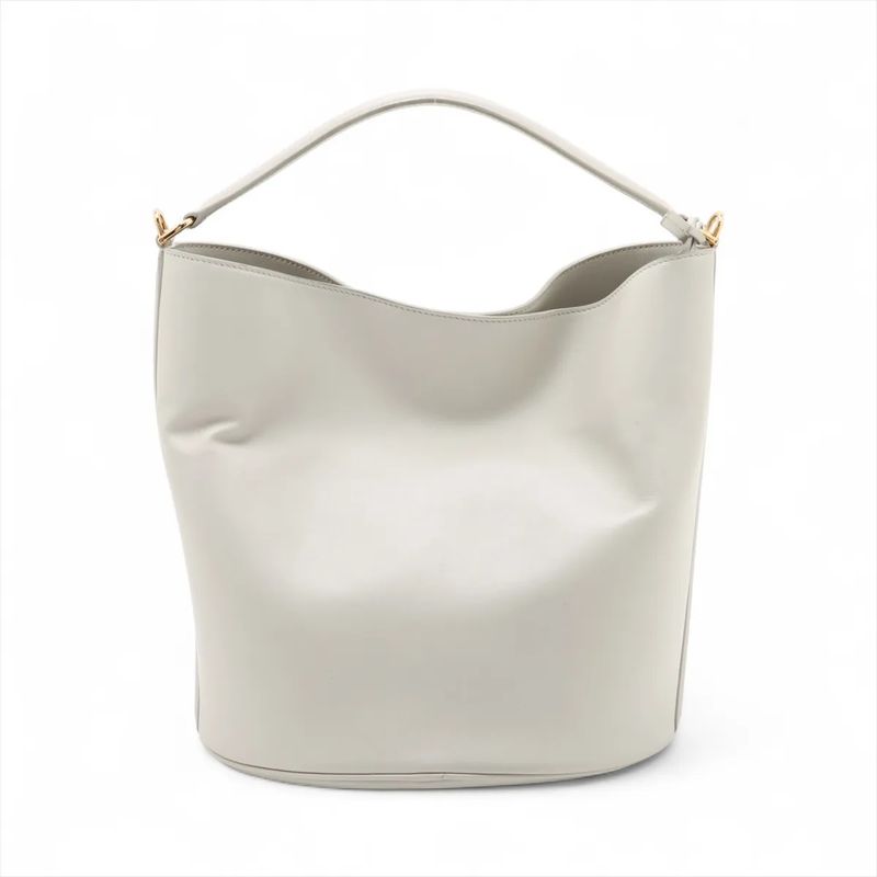 Celine Teen Bucket 16 White Leather 2WAY Shoulder Bag Crossbody Hand Genuine