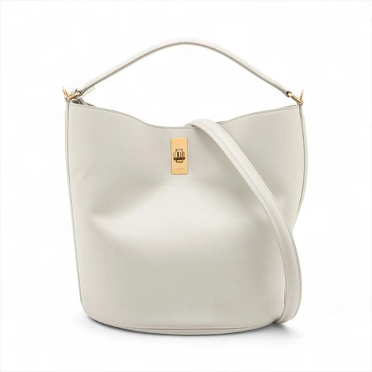 Celine Teen Bucket 16 White Leather 2WAY Shoulder Bag Crossbody Hand Genuine