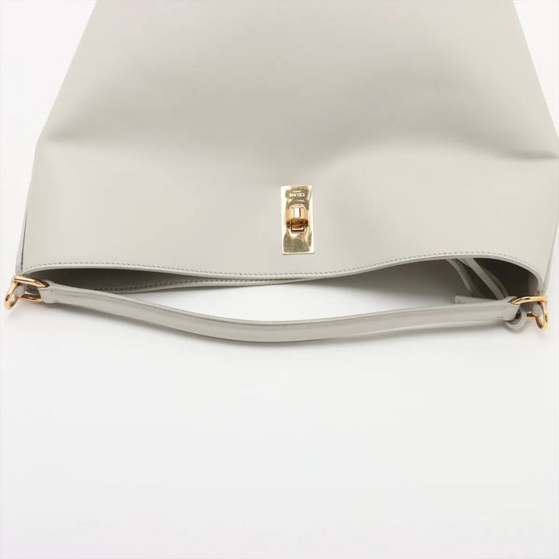 Celine Teen Bucket 16 White Leather 2WAY Shoulder Bag Crossbody Hand Genuine