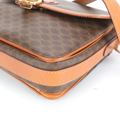 Vintage Celine Macadam Leather Shoulder Bag Crossbody Gold Hardware Women EUE