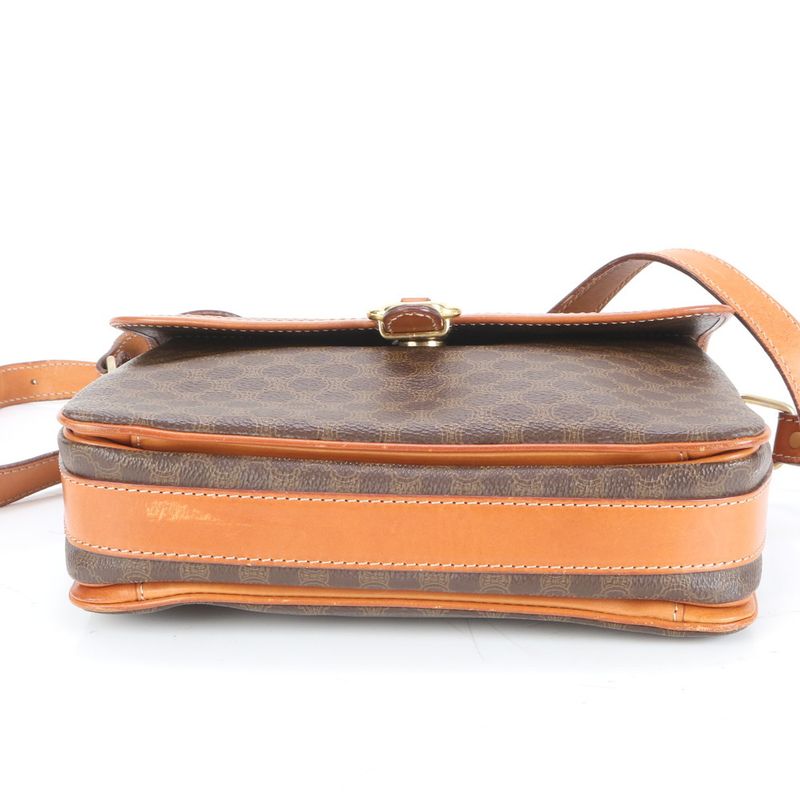 Vintage Celine Macadam Leather Shoulder Bag Crossbody Gold Hardware Women EUE