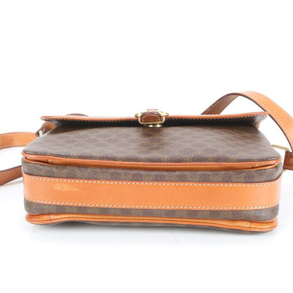 Vintage Celine Macadam Leather Shoulder Bag Crossbody Gold Hardware Women EUE