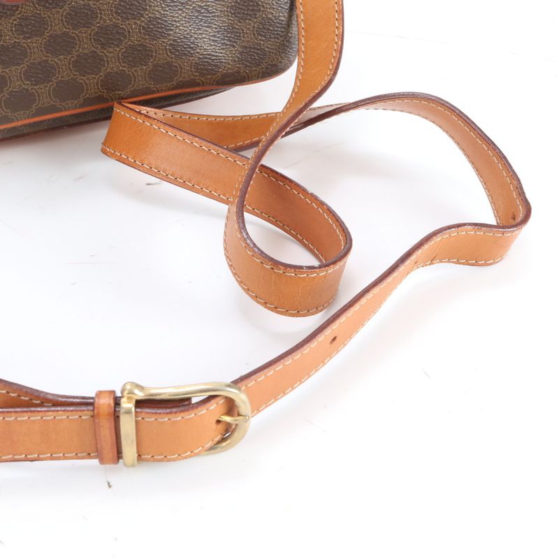 Vintage Celine Macadam Leather Shoulder Bag Crossbody Gold Hardware Women EUE