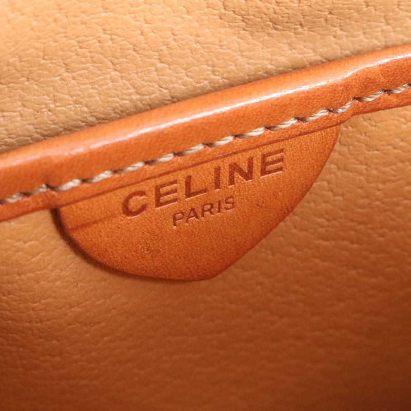 Vintage Celine Macadam Leather Shoulder Bag Crossbody Gold Hardware Women EUE