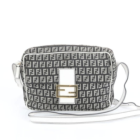 Fendi With Hologram Seal Zucchino FF Mamma Leather Shoulder Bag Crossbody Women