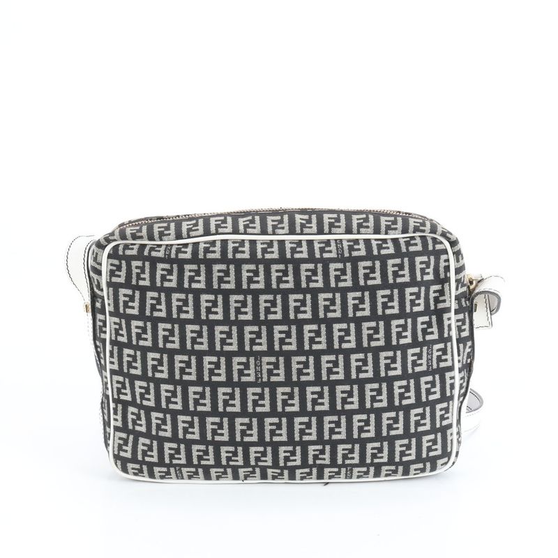 Fendi With Hologram Seal Zucchino FF Mamma Leather Shoulder Bag Crossbody Women