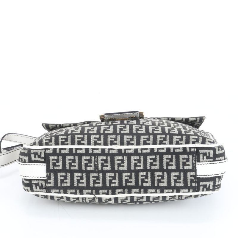 Fendi With Hologram Seal Zucchino FF Mamma Leather Shoulder Bag Crossbody Women