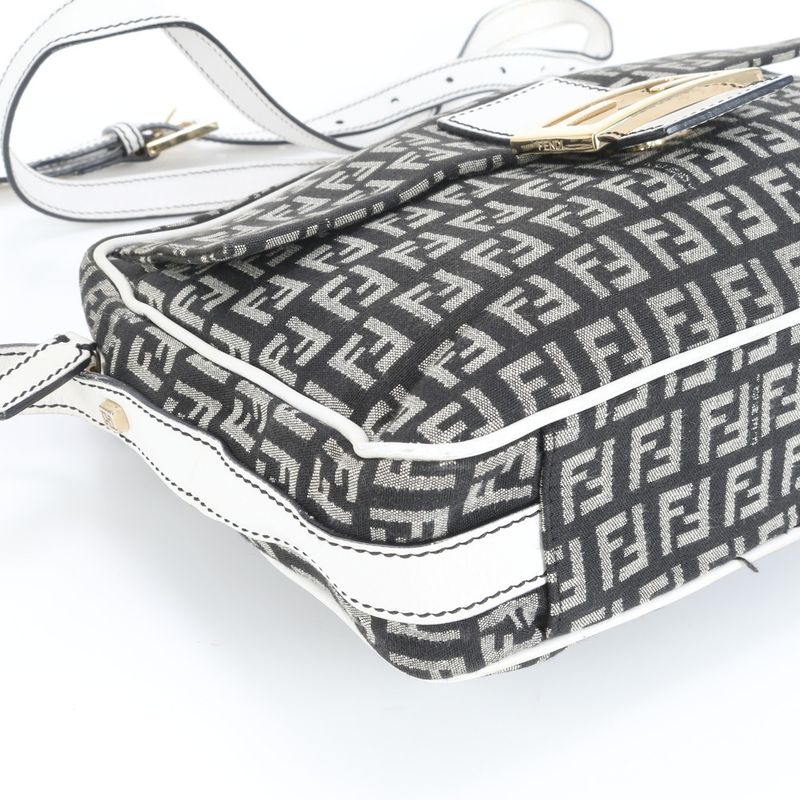 Fendi With Hologram Seal Zucchino FF Mamma Leather Shoulder Bag Crossbody Women