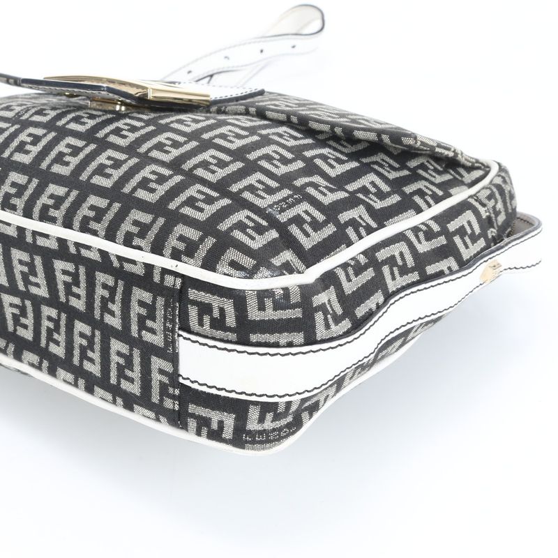 Fendi With Hologram Seal Zucchino FF Mamma Leather Shoulder Bag Crossbody Women