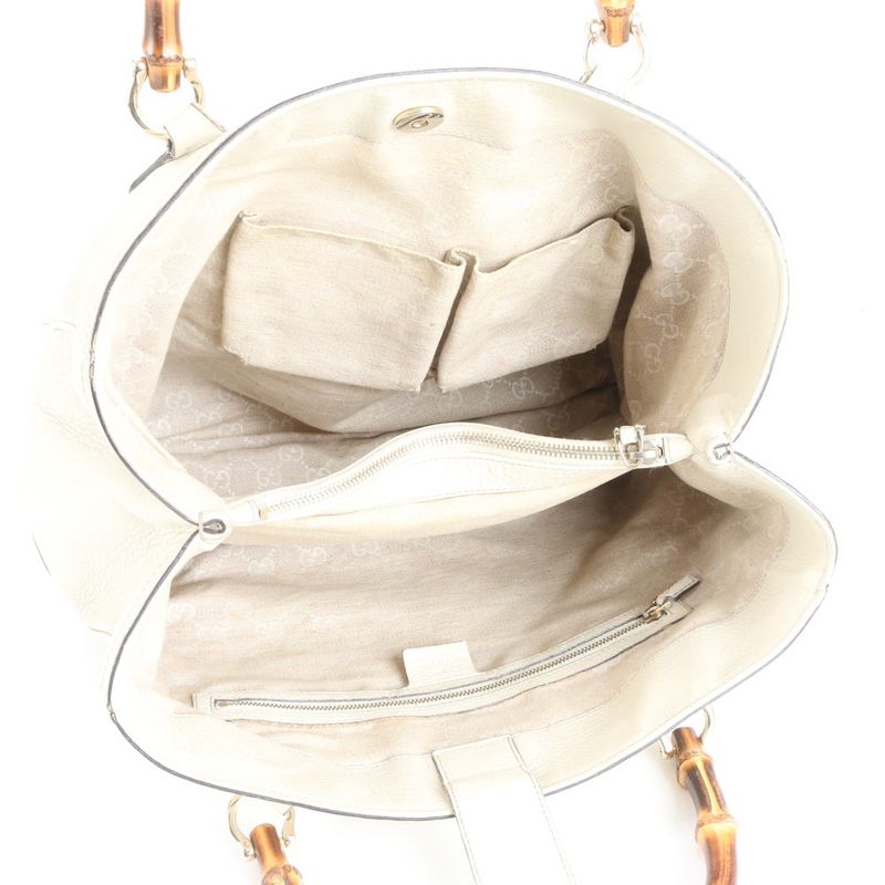 Gucci Bamboo Leather Tote Bag Shoulder Hand 282317 Gold Hardware Women's ERE