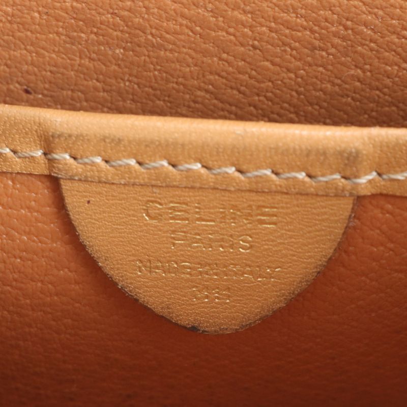 Vintage Celine Macadam Leather Shoulder Bag Crossbody Beige Gold Hardware Women