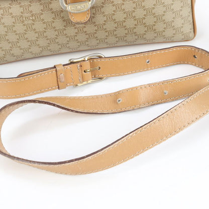 Vintage Celine Macadam Leather Shoulder Bag Crossbody Beige Gold Hardware Women