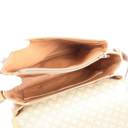 Vintage Celine Macadam Leather Shoulder Bag Crossbody Beige Gold Hardware Women