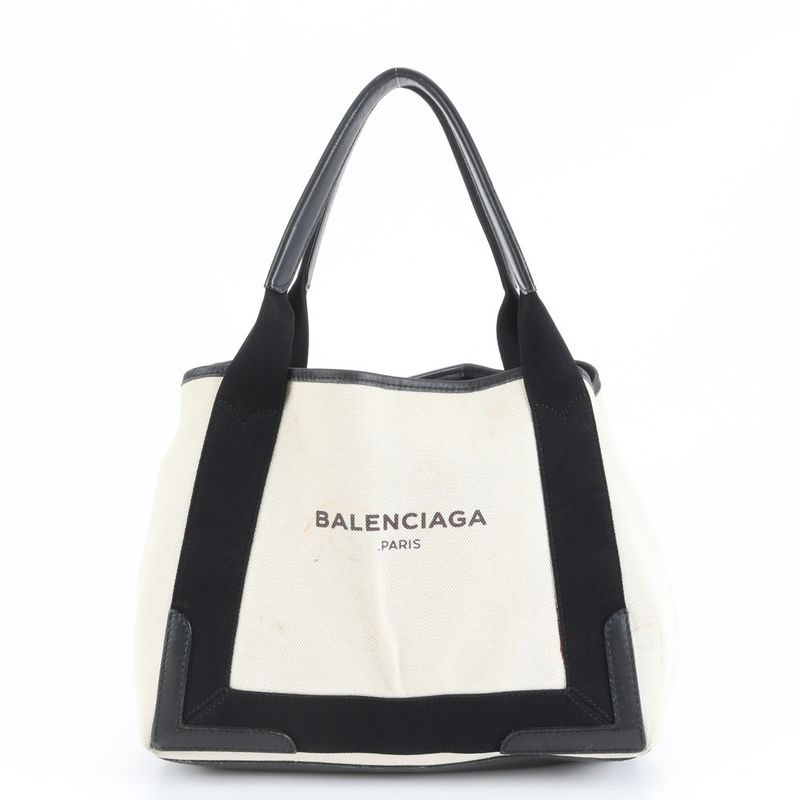 Balenciaga Navy Cabas S Leather Tote Bag Shoulder Hand Black Genuine Leather