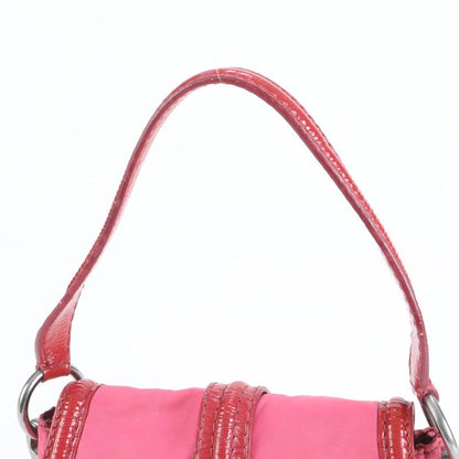 Prada Tessuto Nylon Triangle Logo Patent Leather Shoulder Bag One Shoulder Pink