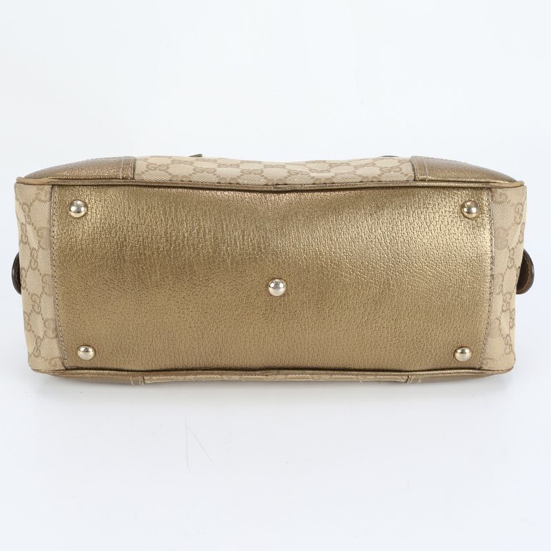 Gucci GG Canvas Princi Mini Boston Leather Tote Bag Shoulder Hand 161720