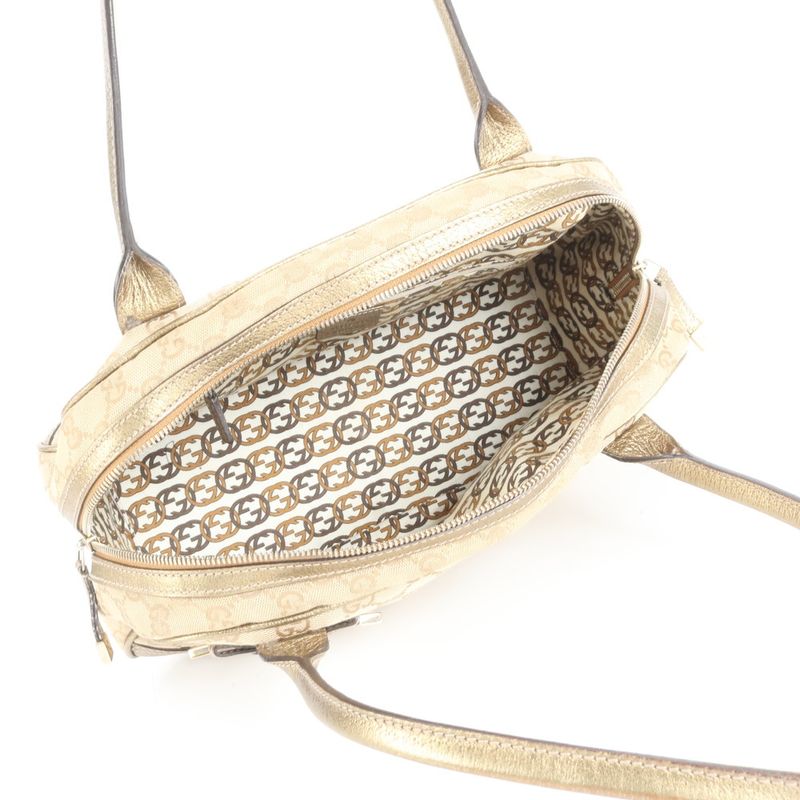 Gucci GG Canvas Princi Mini Boston Leather Tote Bag Shoulder Hand 161720