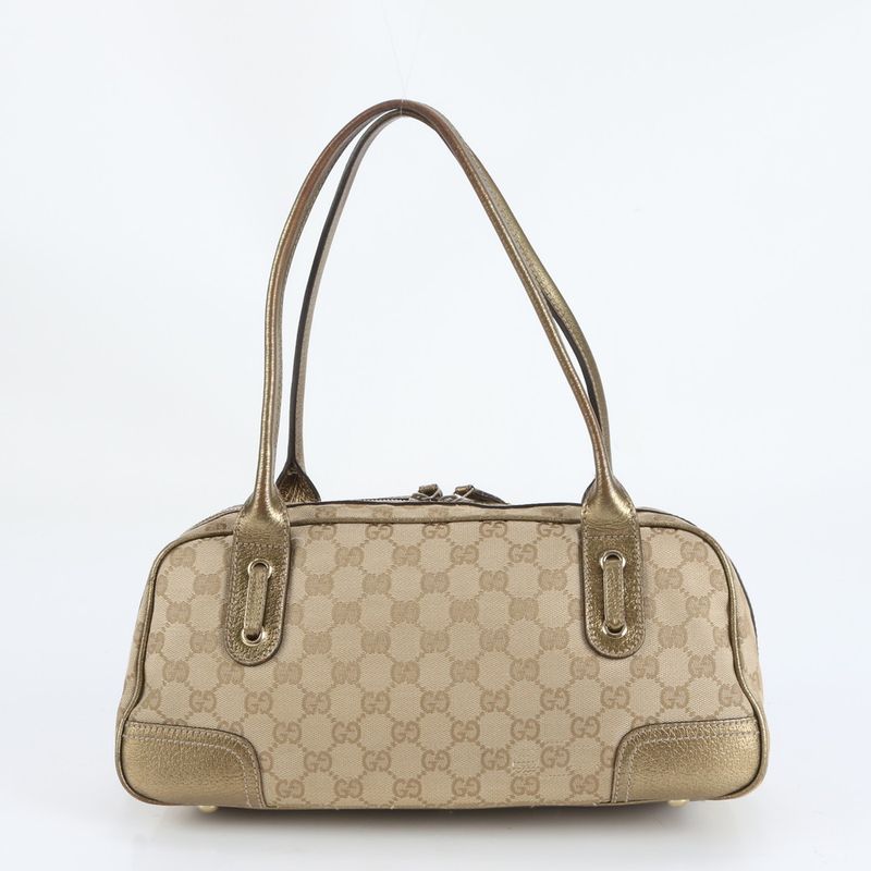 Gucci GG Canvas Princi Mini Boston Leather Tote Bag Shoulder Hand 161720