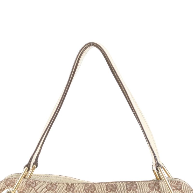 Gucci GG Canvas Leather Tote Bag Shoulder Hand 121023 Beige Gold Hardware