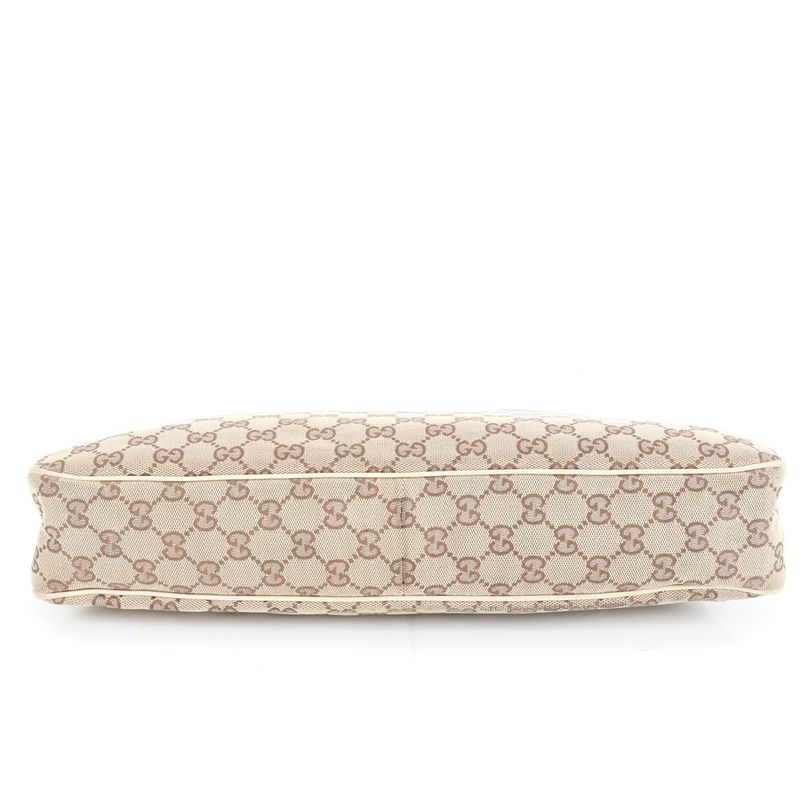 Gucci GG Canvas Leather Tote Bag Shoulder Hand 121023 Beige Gold Hardware