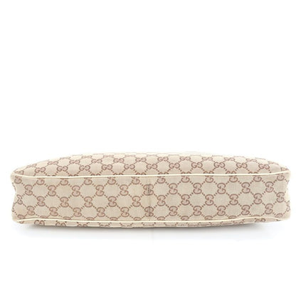 Gucci GG Canvas Leather Tote Bag Shoulder Hand 121023 Beige Gold Hardware