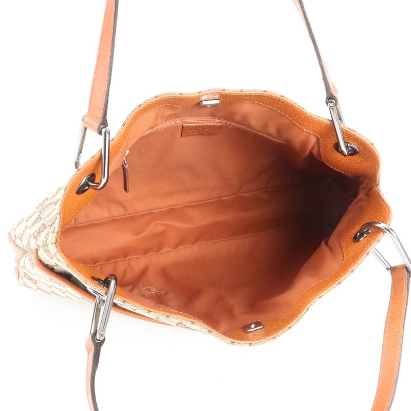 Gucci GG Canvas Leather Tote Bag Shoulder A4 Beige Silver Hardware 121023