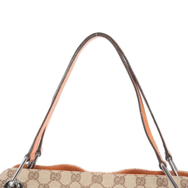 Gucci GG Canvas Leather Tote Bag Shoulder A4 Beige Silver Hardware 121023