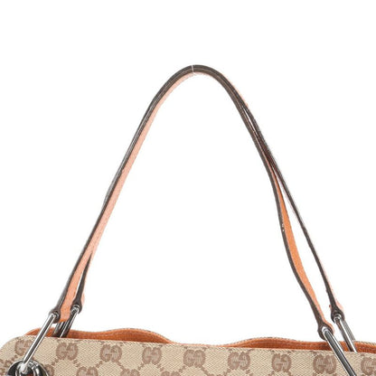 Gucci GG Canvas Leather Tote Bag Shoulder A4 Beige Silver Hardware 121023