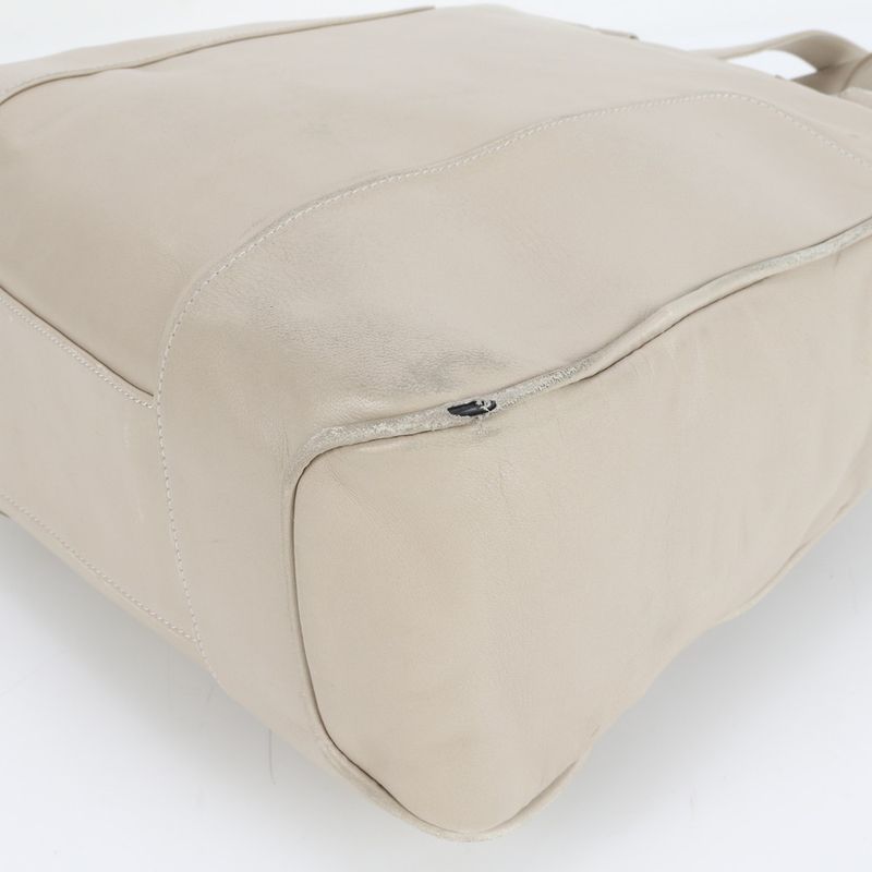 Loewe Anagram Leather Tote Bag Mini Boston Shoulder Hand Beige Silver Hardware