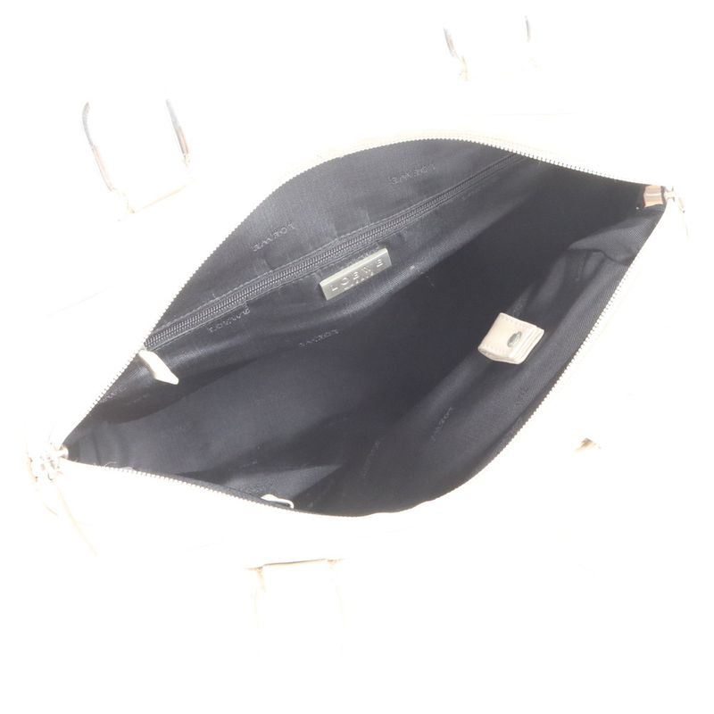 Loewe Anagram Leather Tote Bag Mini Boston Shoulder Hand Beige Silver Hardware