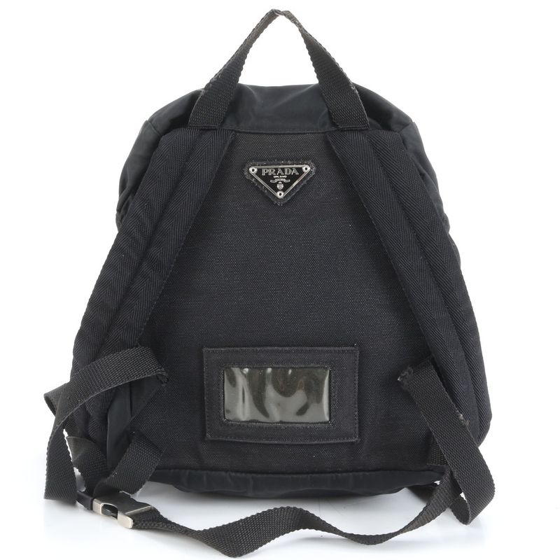 Prada Tessuto Nylon Triangle Logo Backpack Sac Backpack Black Silver Hardware