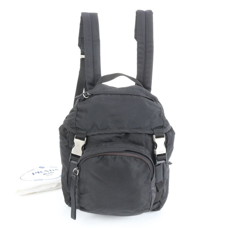 Prada Tessuto Nylon Triangle Logo Backpack Sac Backpack Black Women EC Cx21-1